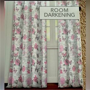 Floral and Butterfly Room Darkening Curtains